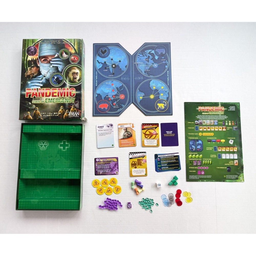 Pandemic State of Emergency Board Game Expansion 100% Complete Z-Man Games